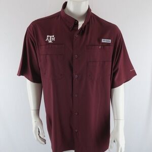 Columbia PFG Texas A&M Aggies‎ Short Sleeve Men's Fishing Vented Shirt Size XL